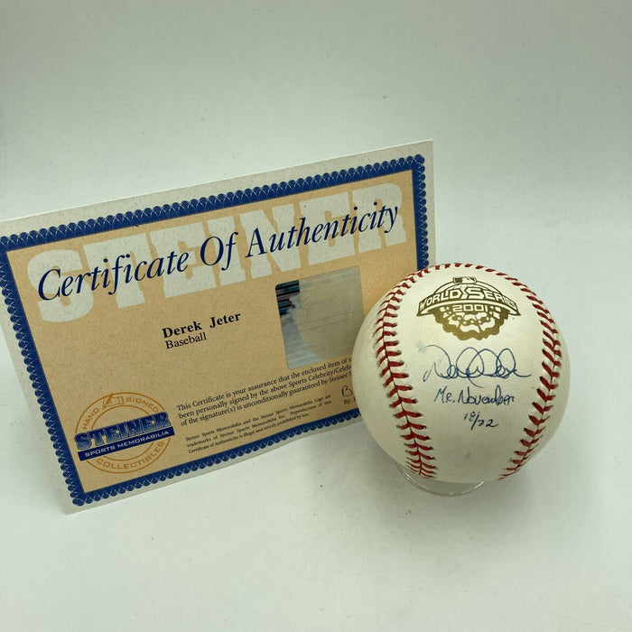 Derek Jeter "Mr. November" Signed 2001 World Series Baseball Steiner COA 18/22