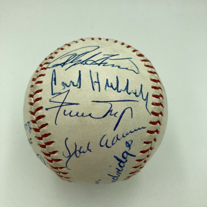 Beautiful Willie Mays Hank Aaron Hall Of Fame Legends Signed 1970's Baseball JSA