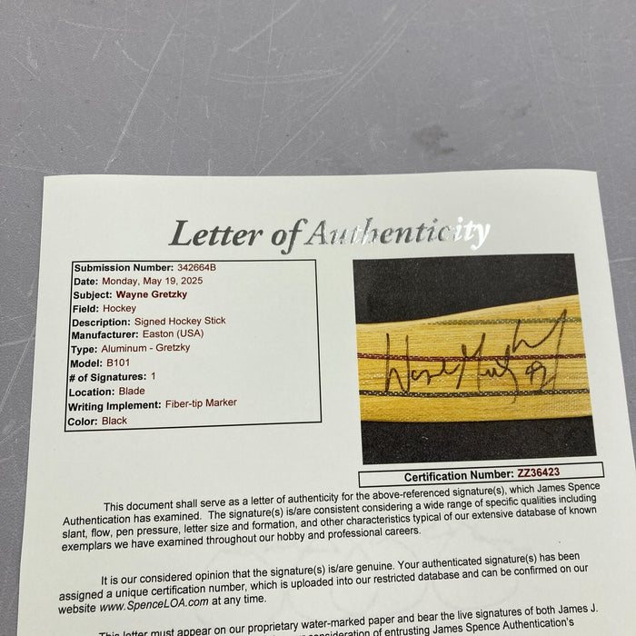 Wayne Gretzky Signed Easton Game Model Hockey Stick JSA COA