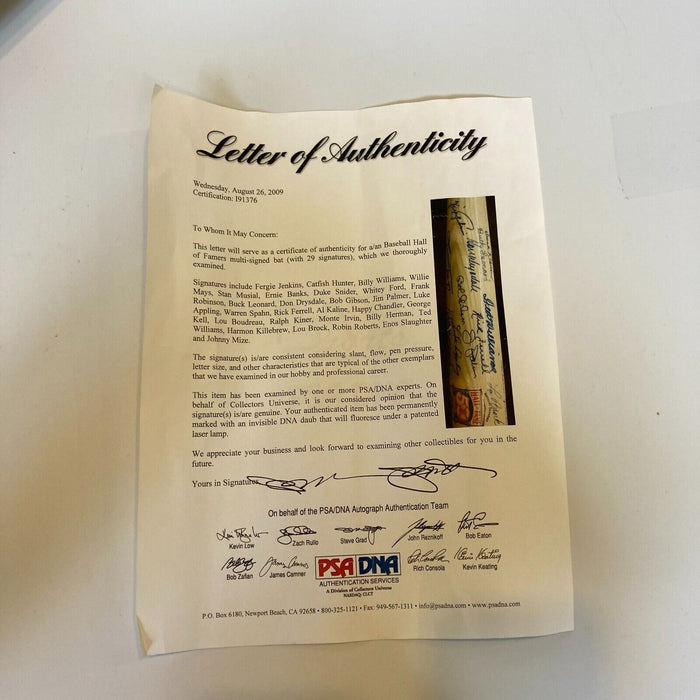 Ted Williams Willie Mays Hall Of Fame Legends Signed Baseball Bat 29 Sig PSA DNA