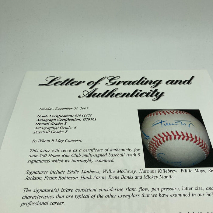 Mickey Mantle Willie Mays Hank Aaron 500 Home Run Signed Baseball PSA DNA