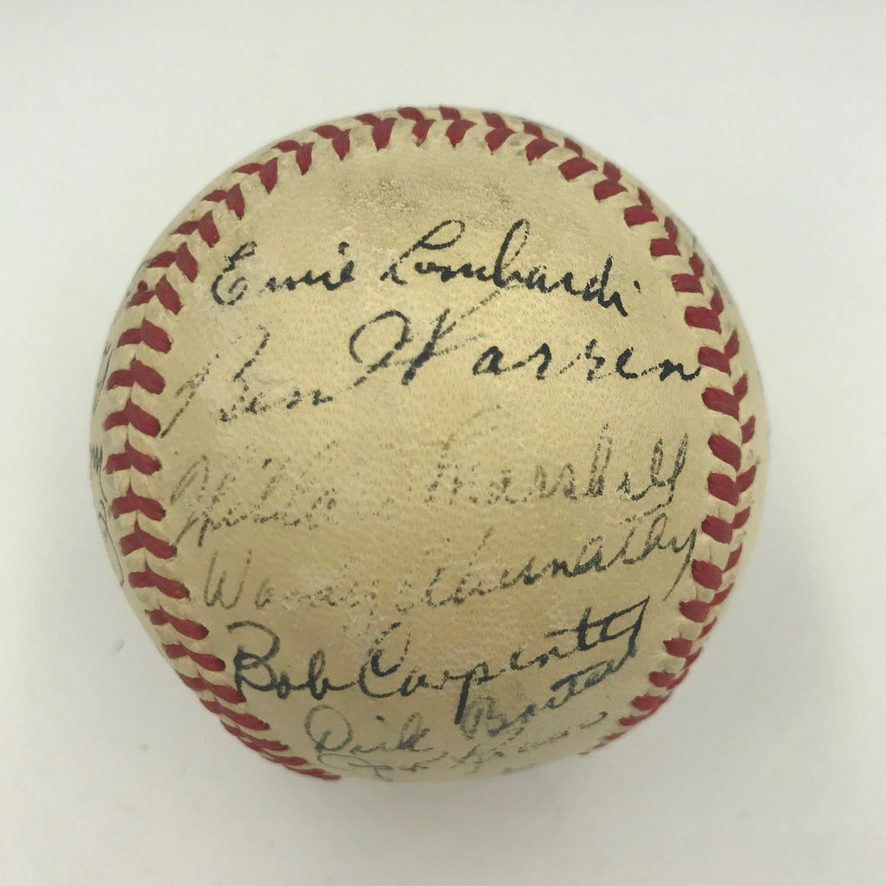 Nice 1946 New York Giants Team Signed Baseball Ernie Lombardi 24 Sigs JSA COA
