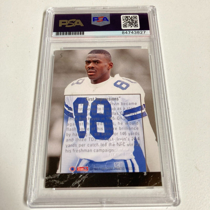 1993 Fleer Michael Irvin Signed Promo Card With Fleer Stamp PSA DNA RARE