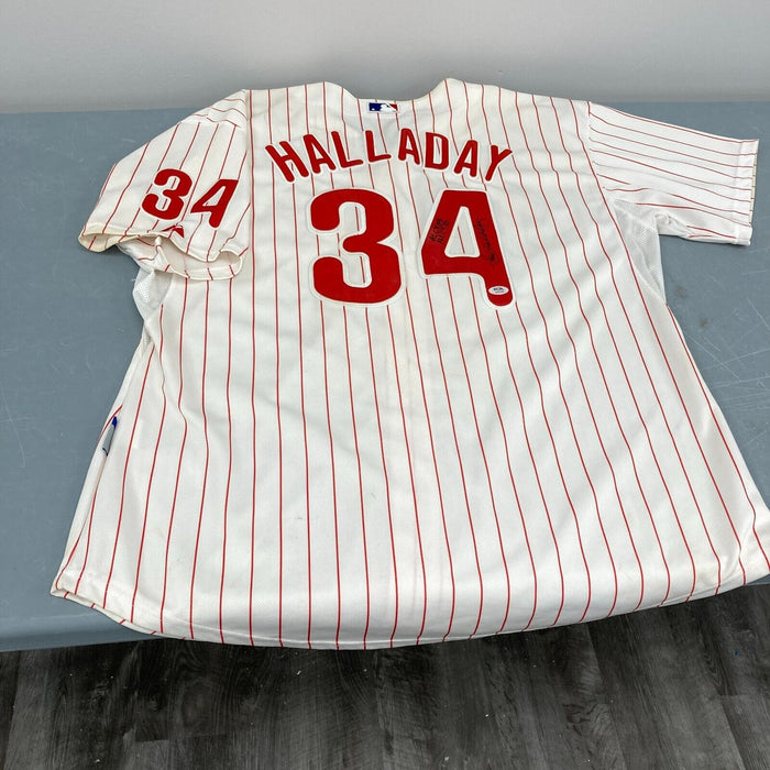 Roy Halladay Cy Young Award 2003 & 2010 Signed Philadelphia Phillies Jersey PSA