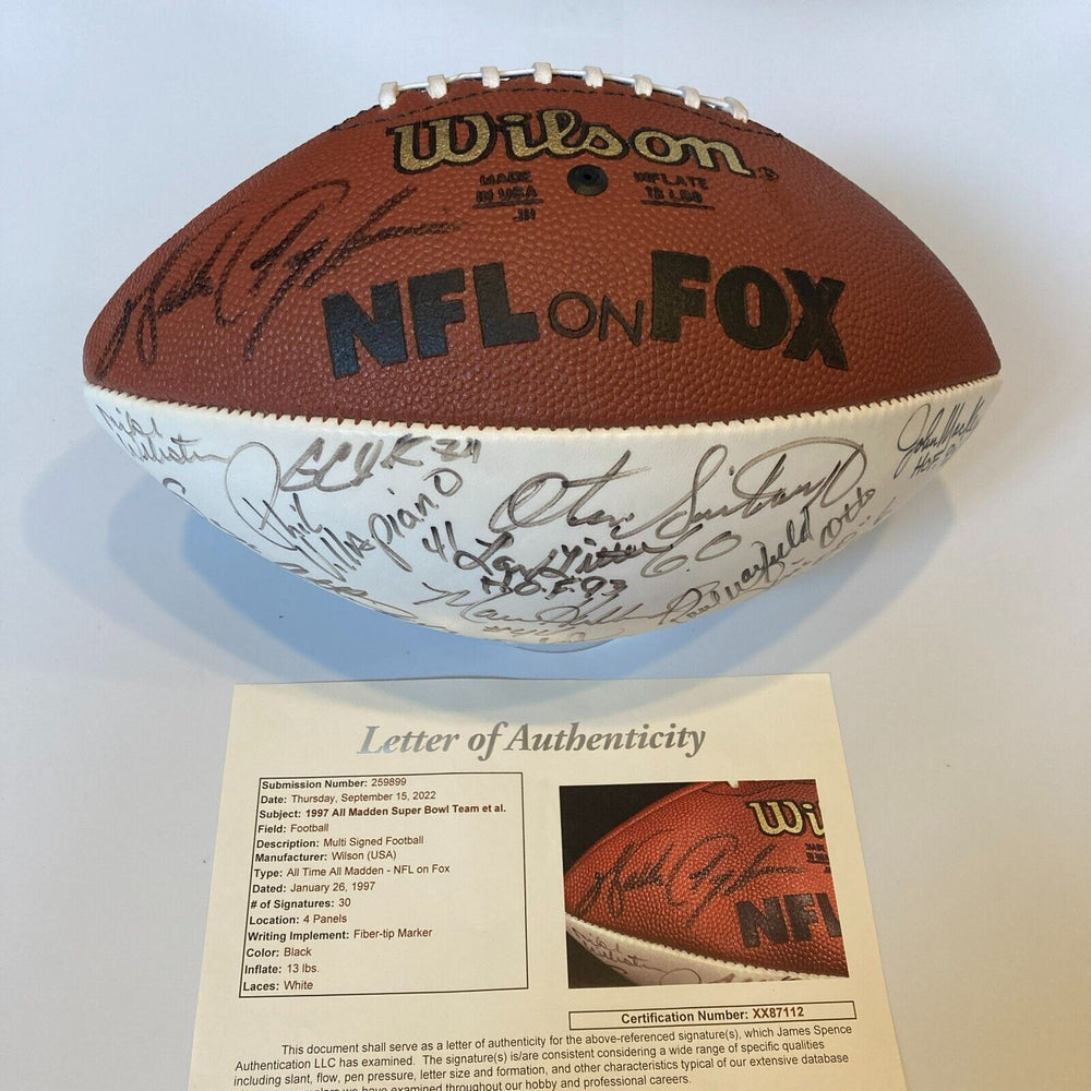 1997 All Time All Madden Team Signed Football 30 Sigs Walter Payton JSA COA