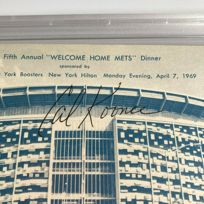 Cal Koonce Signed 1969 New York Mets Shea Stadium Postcard PSA DNA RARE
