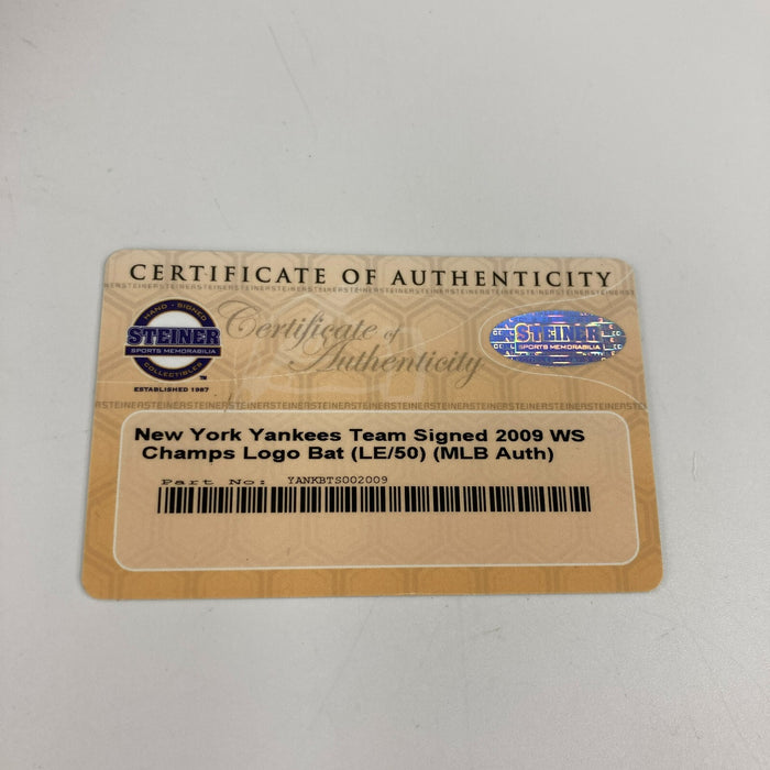 2009 New York Yankees World Series Champs Team Signed Bat #7/50 Steiner COA