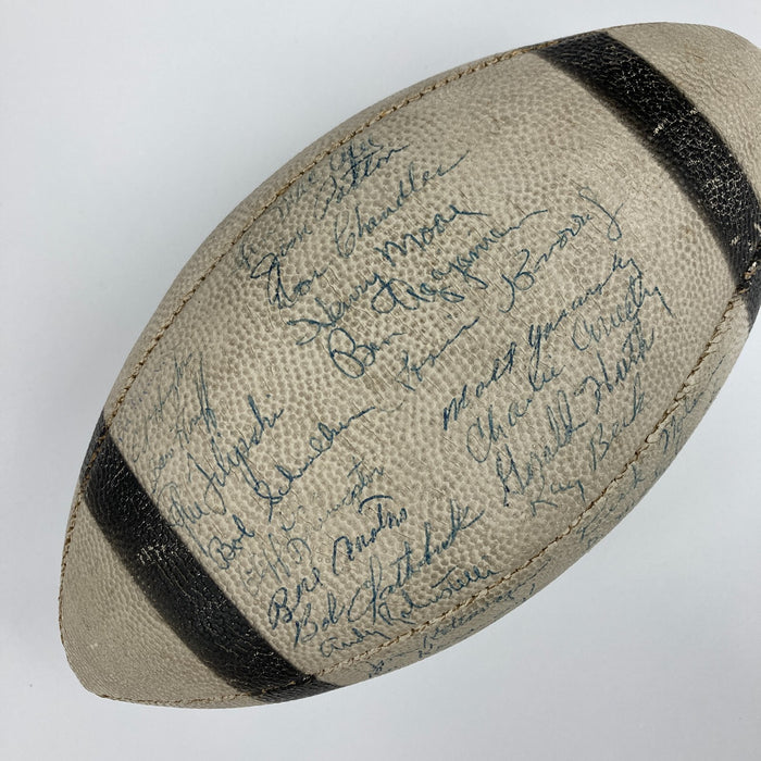 1956 New York Giants NFL Champions Team Signed Football With Mickey Mantle JSA