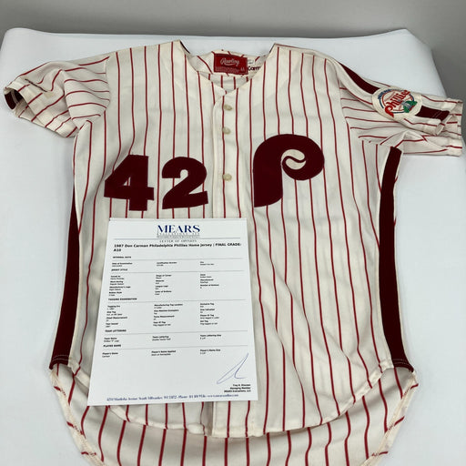 Don Carman 1987 Game Used Philadelphia Phillies Jersey MEARS A10 The Finest