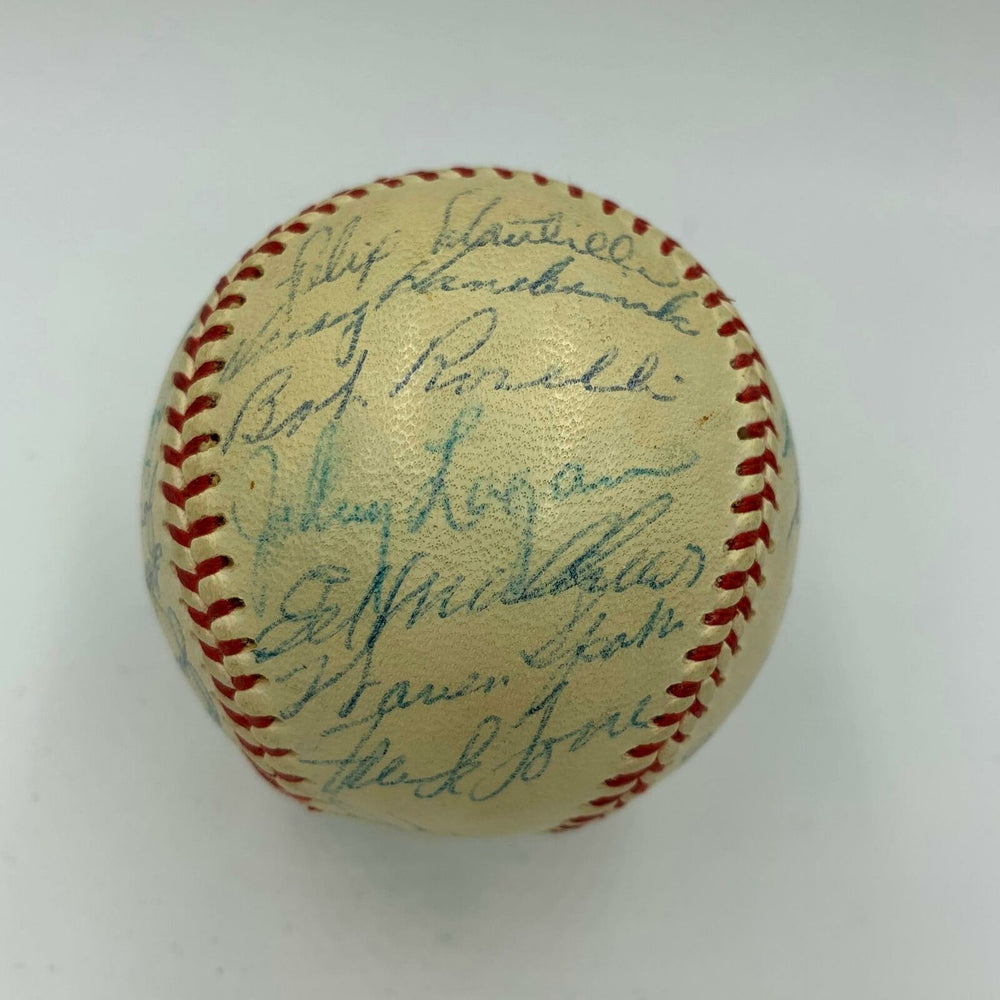 1958 Milwaukee Braves NL Champs Team Signed Baseball Hank Aaron Mathews JSA COA