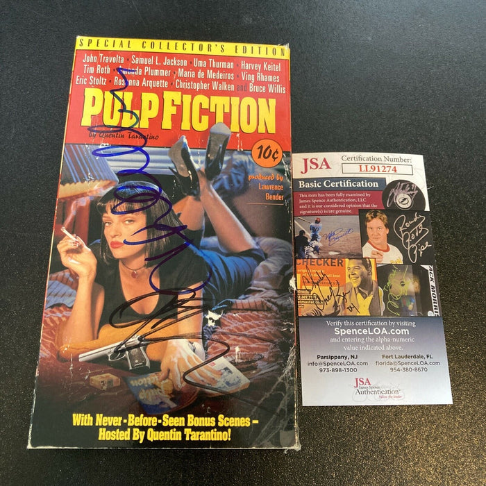 Quentin Tarantino & Christopher Walken Signed Pulp Fiction VHS Movie JSA COA