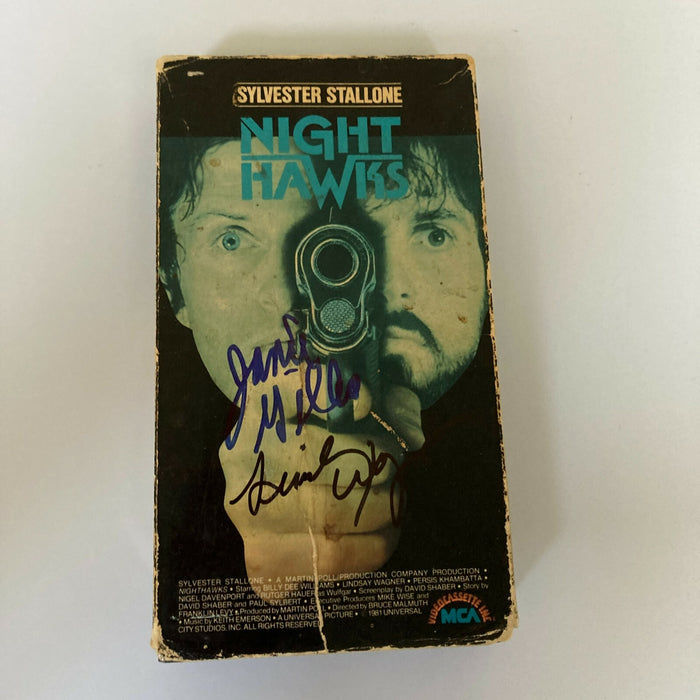 Jamie Gillis & Lindsay Wagner Signed Night Hawks VHS Movie JSA COA