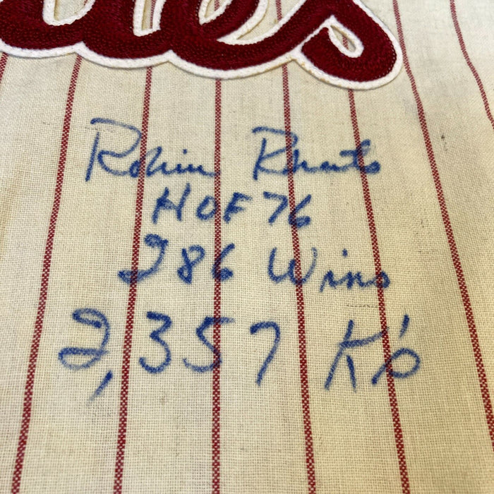 Robin Roberts Signed Authentic Philadelphia Phillies STAT Jersey PSA DNA COA