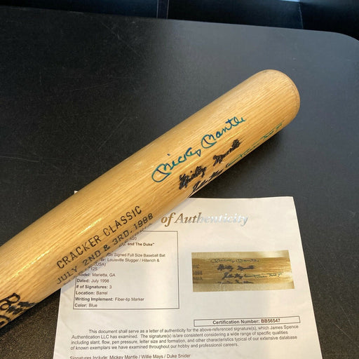 Mickey Mantle Willie Mays & Duke Snider Signed Baseball Bat With JSA COA