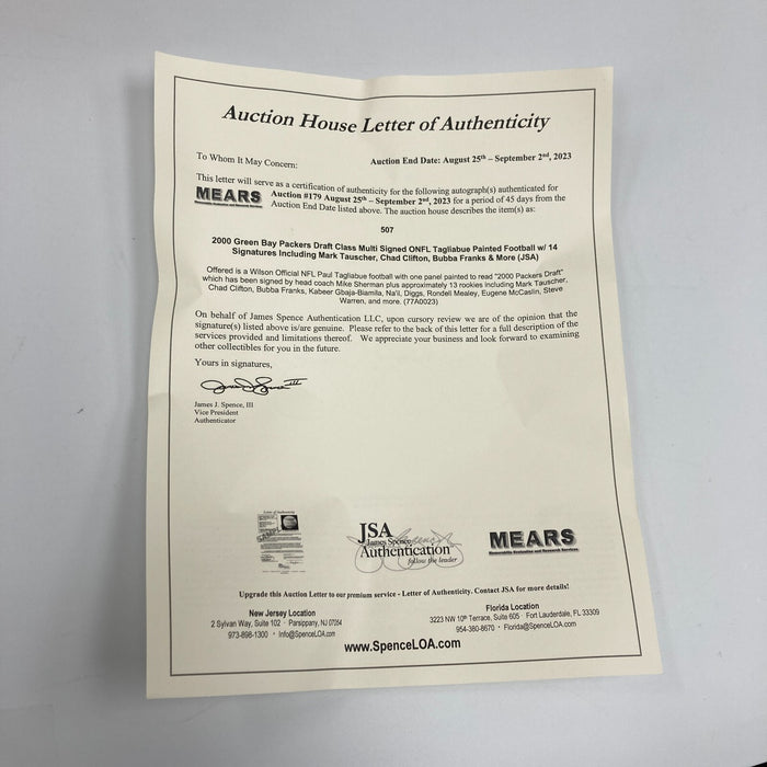 2000 Green Bay Packers Draft Class Multi Signed Wilson Painted Football JSA COA