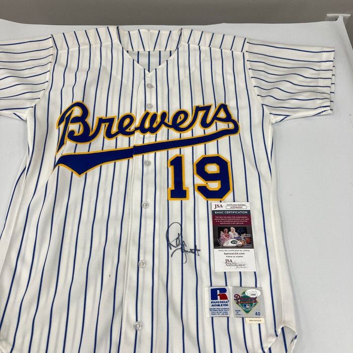 Robin Yount Signed Authentic 1990's Brewers Russell Game Model Jersey JSA COA