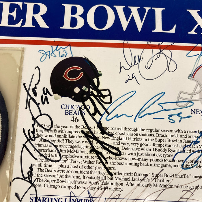 1985 Chicago Bears Super Bowl Champs Team Signed Patch Walter Payton PSA DNA COA