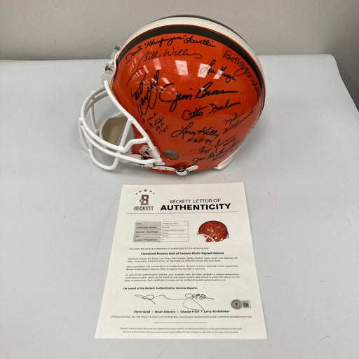 Jim Brown Cleveland Browns Hall Of Fame Legends Signed Full Size Helmet Beckett