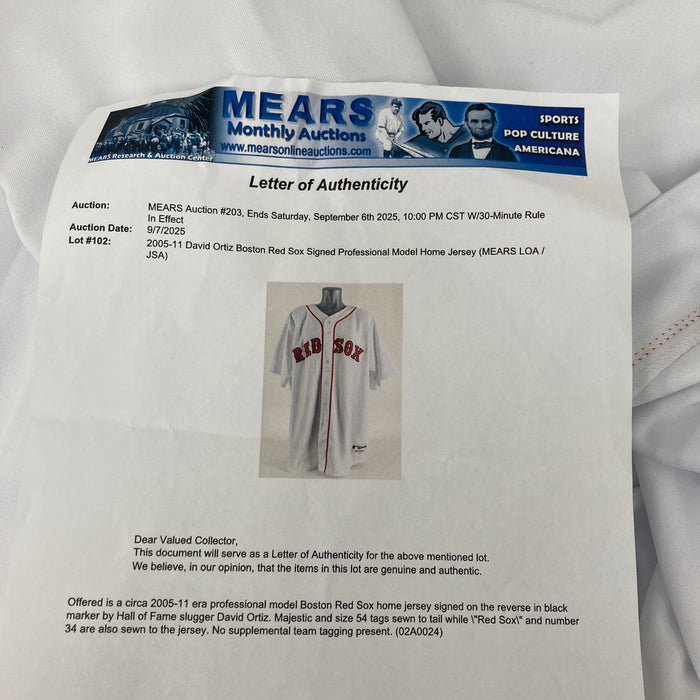 David Ortiz Signed 2005 Game Issued Russell Boston Red Sox Jersey JSA COA