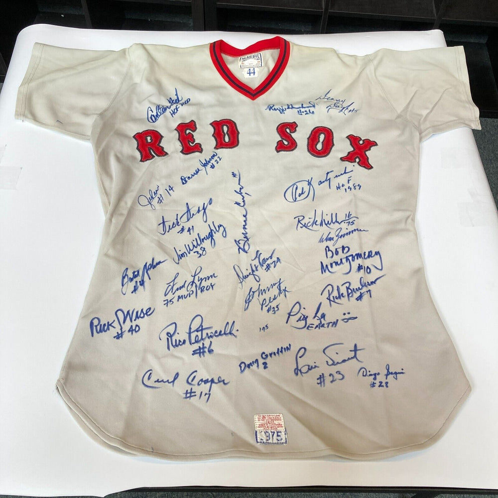 1975 Boston Red Sox AL Champs Team Signed Game Model Jersey Carl Yastrzemski JSA