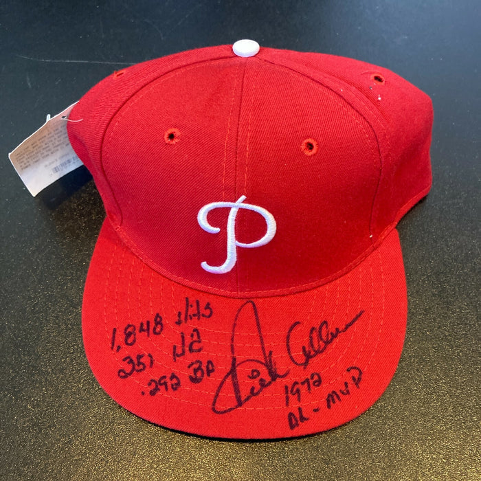 Dick Allen Signed Heavily Inscribed STATS Philadelphia Phillies Hat JSA COA