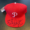 Dick Allen Signed Heavily Inscribed STATS Philadelphia Phillies Hat JSA COA