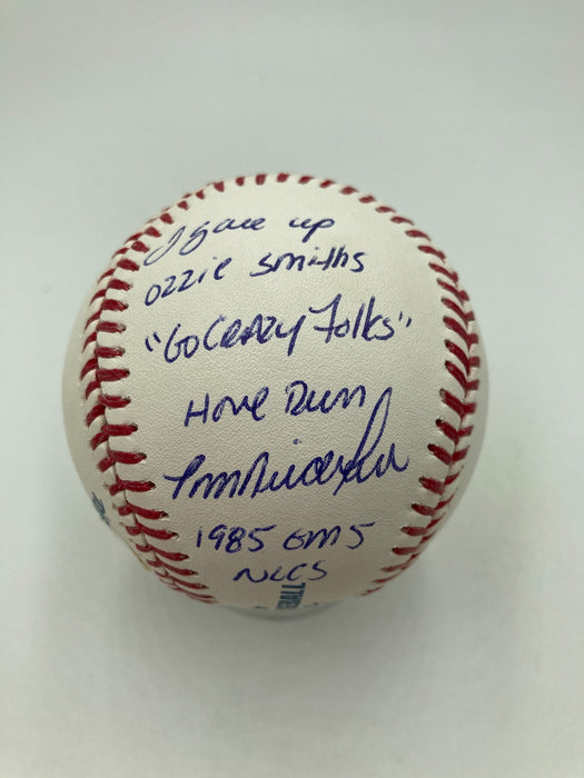 Ozzie Smith "Go Crazy Folks!" & Tom Niedenfuer Signed STAT Baseball JSA