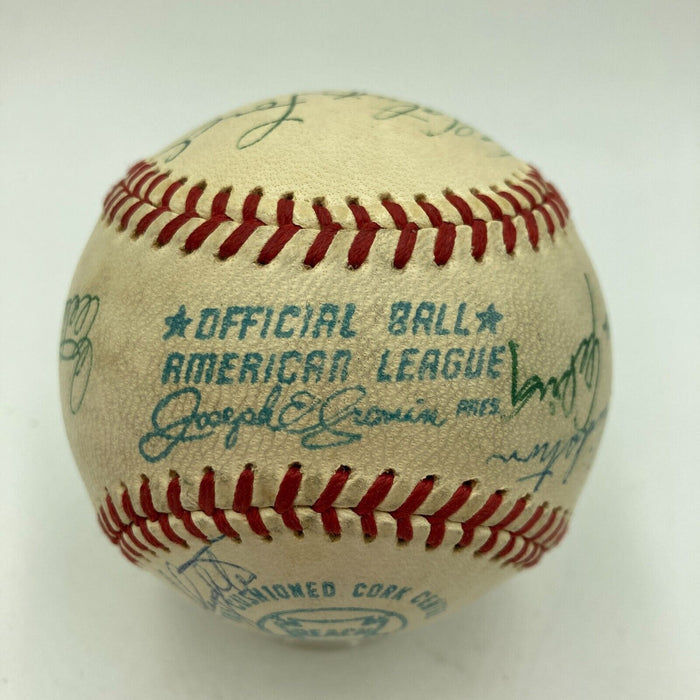 Mickey Mantle Joe Dimaggio Mrs. Babe Ruth Mrs. Lou Gehrig Signed Baseball PSA