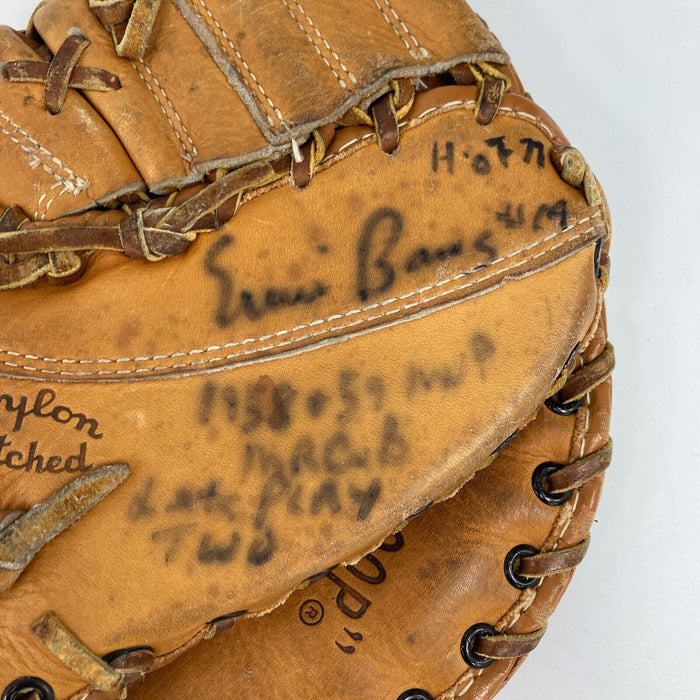 Ernie Banks "HOF 77, 1958 & 1959 MVP Let's Play Two" Signed Baseball Glove JSA