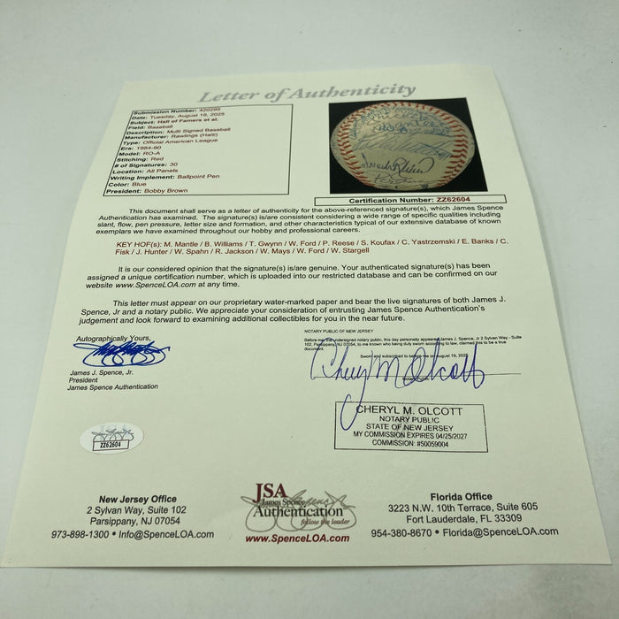 Mickey Mantle Sandy Koufax Willie Mays Hall Of Fame Signed Baseball 30 Sigs JSA