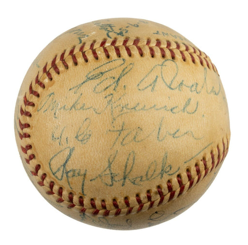 Charles Comiskey Ed Walsh Red Faber Chicago White Sox HOF Signed Baseball JSA