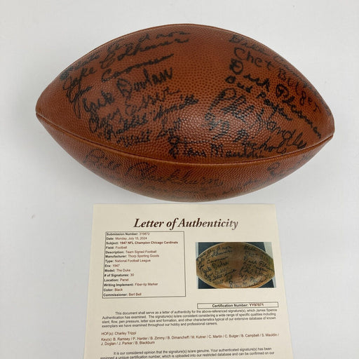 1947 Chicago Cardinals NFL Champions Team Signed Game Football JSA COA
