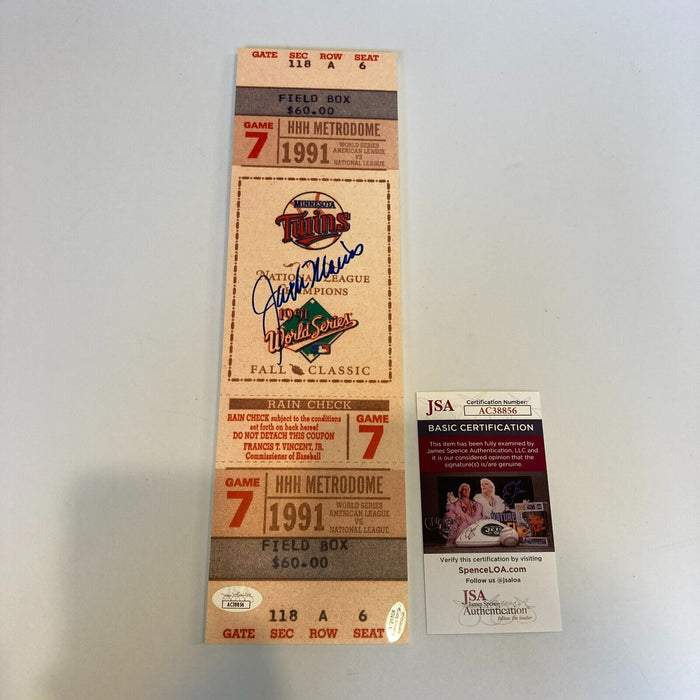Jack Morris Signed 1991 World Series Game 7 Jumbo Ticket JSA COA