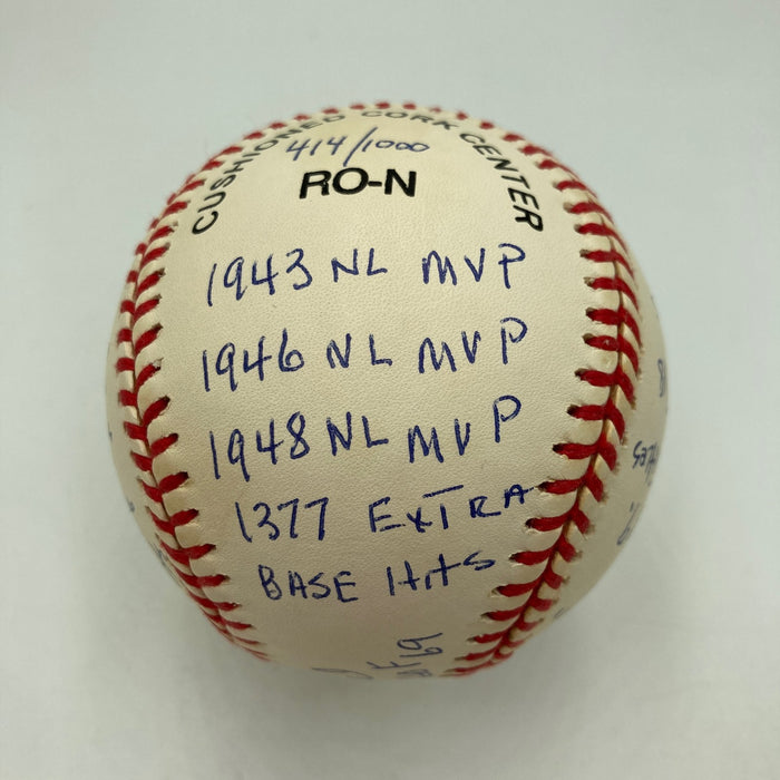 Beautiful Stan Musial Signed Heavily Inscribed Career STAT Baseball RJ COA