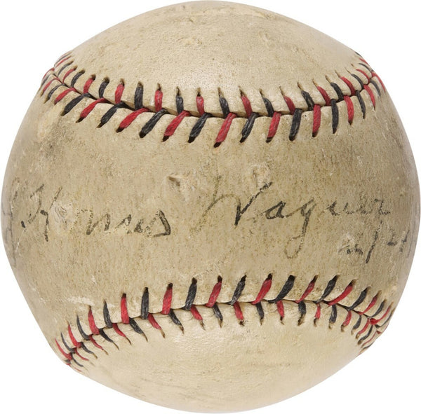 Honus Wagner Signed 1920's National League Baseball One Of The Finest PSA DNA