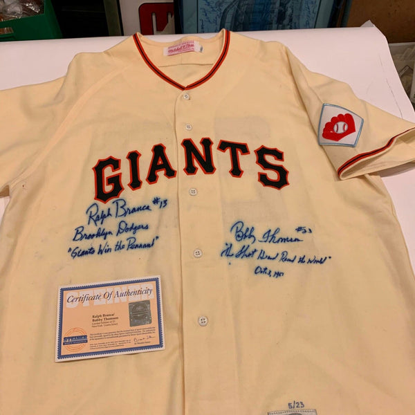 Bobby Thomson Ralph Branca Shot Heard 'Round World Signed Giants Jersey Steiner