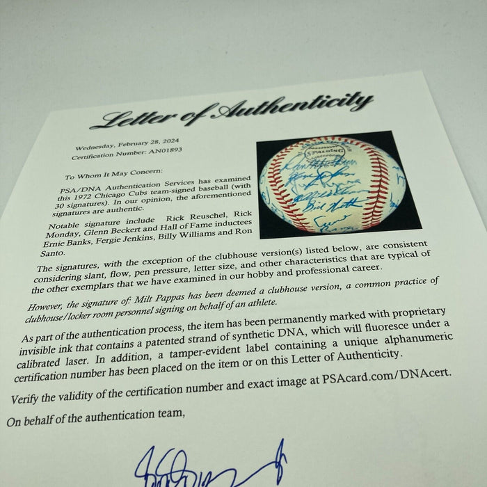 Beautiful 1972 Chicago Cubs Team Signed Baseball Ernie Banks PSA DNA