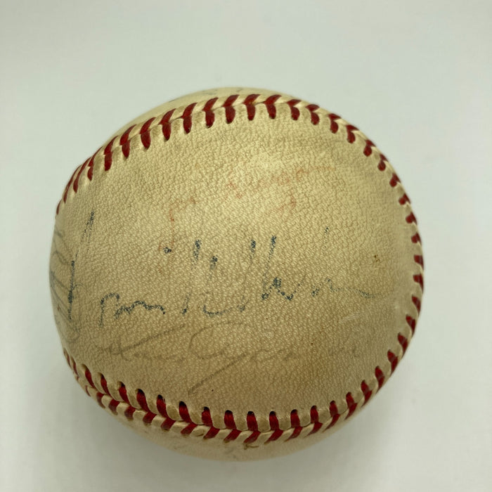 Warren Giles Earle Combs Frankie Frisch Hall Of Fame Multi Signed Baseball
