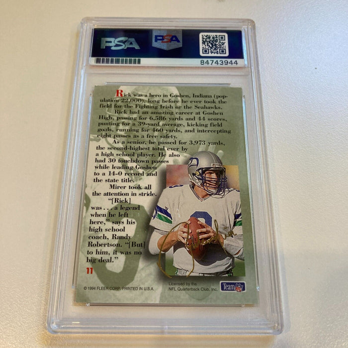 Rare 1994 Fleer Ultra Rick Mirer RC Signed Promo Card With Fleer Stamp PSA DNA