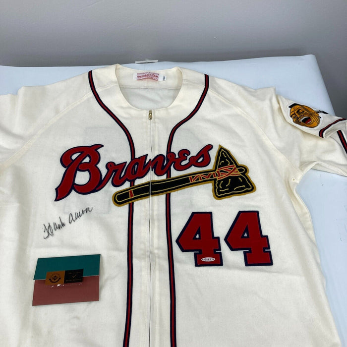 Hank Aaron Signed Authentic 1957 Milwaukee Braves Game Jersey Upper Deck UDA COA