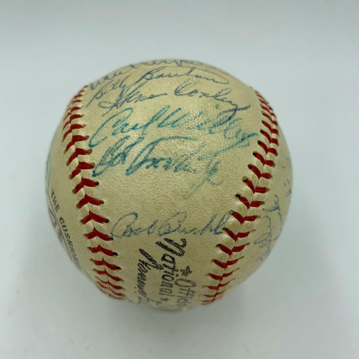 1958 Milwaukee Braves NL Champs Team Signed Baseball Hank Aaron Mathews JSA COA