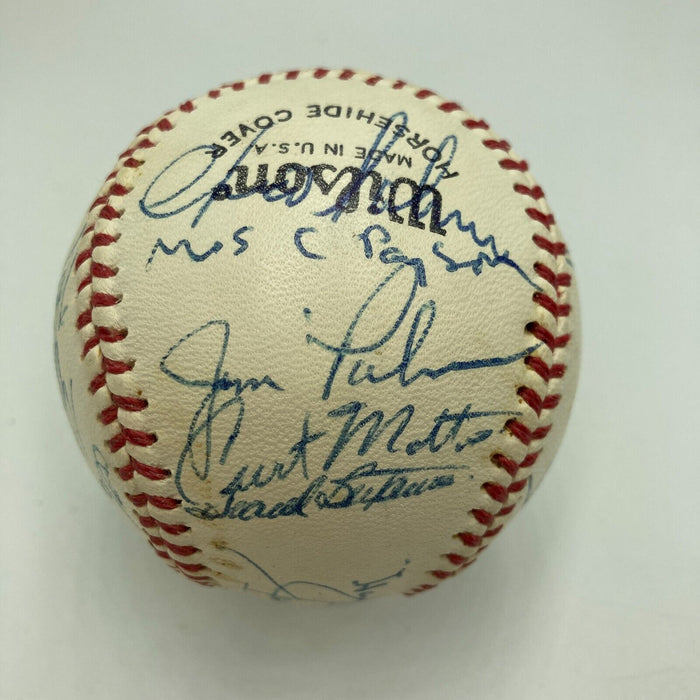 Joe DiMaggio Hank Greenberg Ernie Banks Hall Of Fame Multi Signed Baseball JSA