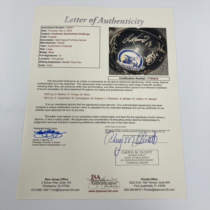 Dan Marino Steve Young Steve McNair Quarterback Challenge Signed Helmet JSA COA