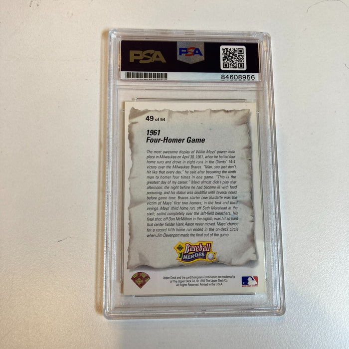 1992 Upper Deck Willie Mays Baseball Heroes Signed Baseball Card PSA DNA