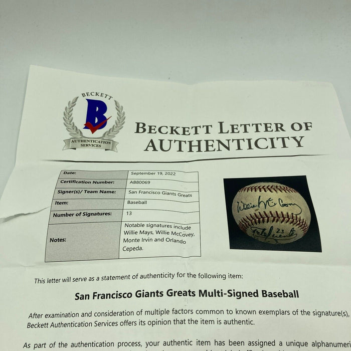 Willie Mays Willie Mccovey San Francisco Giants Legends Signed Baseball Beckett