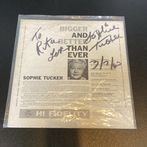 Sophie Tucker Signed Autographed Vintage LP Record