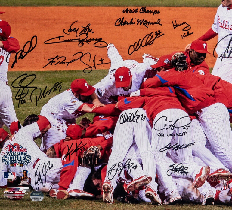 2008 Philadelphia Phillies World Series Champs Team Signed 16x20 Photo MLB Holo