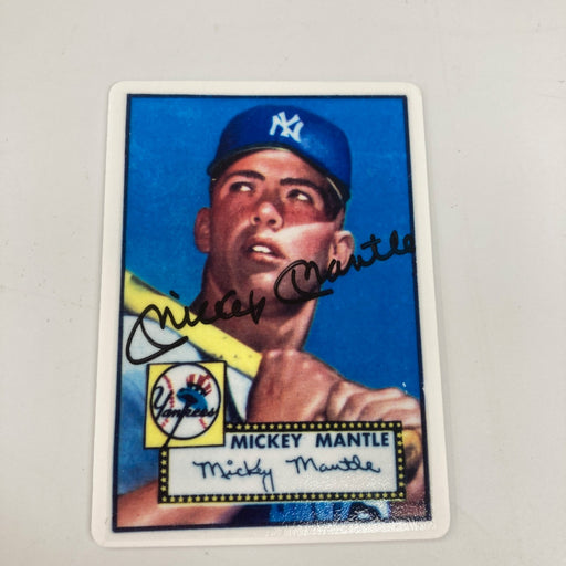 1952 Topps Mickey Mantle Signed Porcelain Baseball Card RC JSA COA Auto