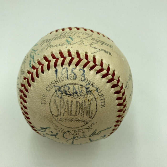 Nice 1953 Milwaukee Braves Team Signed National League Baseball JSA COA