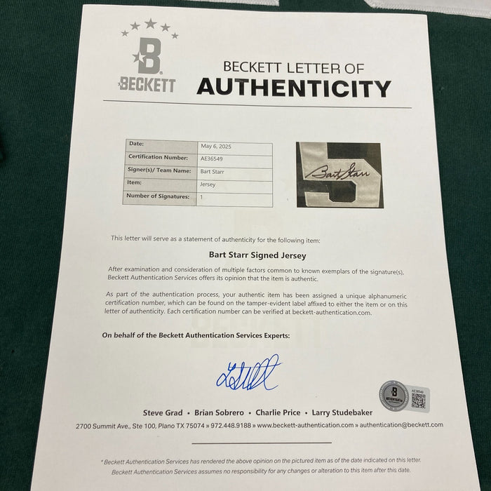 Bart Starr Signed Authentic Green Bay Packers Champion Game Model Jersey Beckett